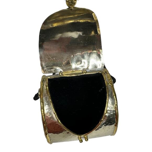 Vintage Lunacy Designs Hand Crafted Mixed Metal Mini Purse Bag Gold Silver Stone - Picture 7 of 11